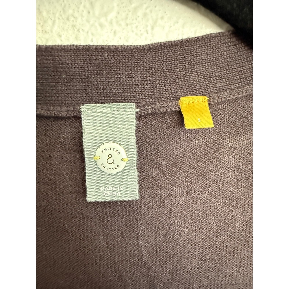Anthropologie Knitted & Knotted Foliage Empire Cardigan sweater watercolor Small - Picture 8 of 13
